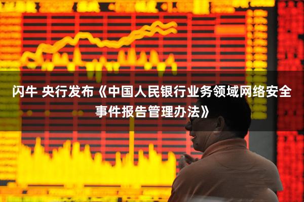 闪牛 央行发布《中国人民银行业务领域网络安全事件报告管理办法》