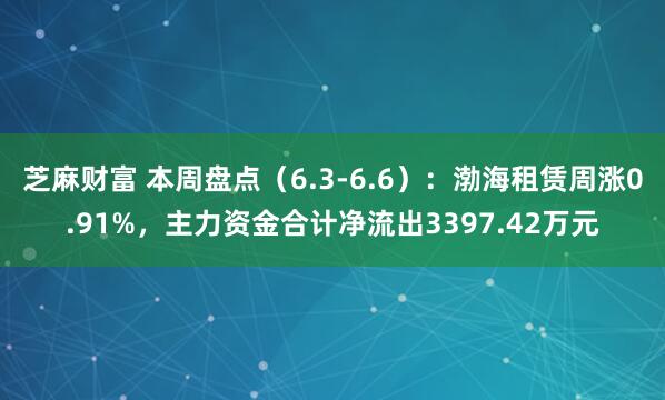 芝麻财富 本周盘点（6.3-6.6）：渤海租赁周涨0.91%，主力资金合计净流出3397.42万元
