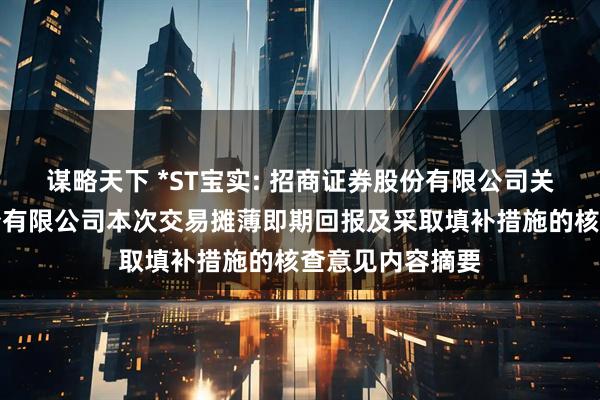 谋略天下 *ST宝实: 招商证券股份有限公司关于宝塔实业股份有限公司本次交易摊薄即期回报及采取填补措施的核查意见内容摘要