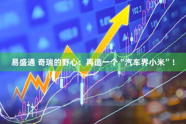 易盛通 奇瑞的野心：再造一个“汽车界小米”！