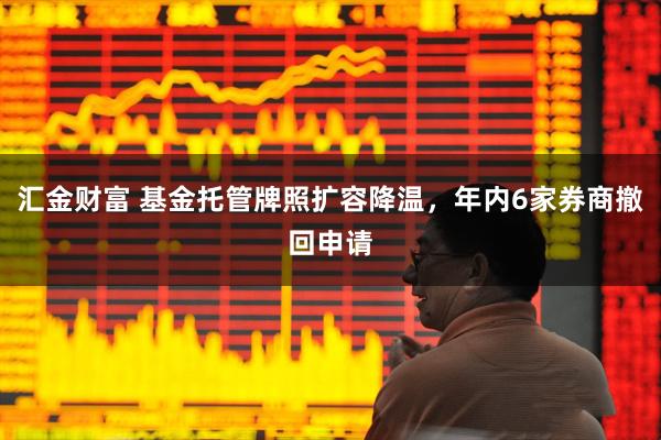 汇金财富 基金托管牌照扩容降温，年内6家券商撤回申请