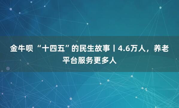 金牛呗 “十四五”的民生故事丨4.6万人，养老平台服务更多人